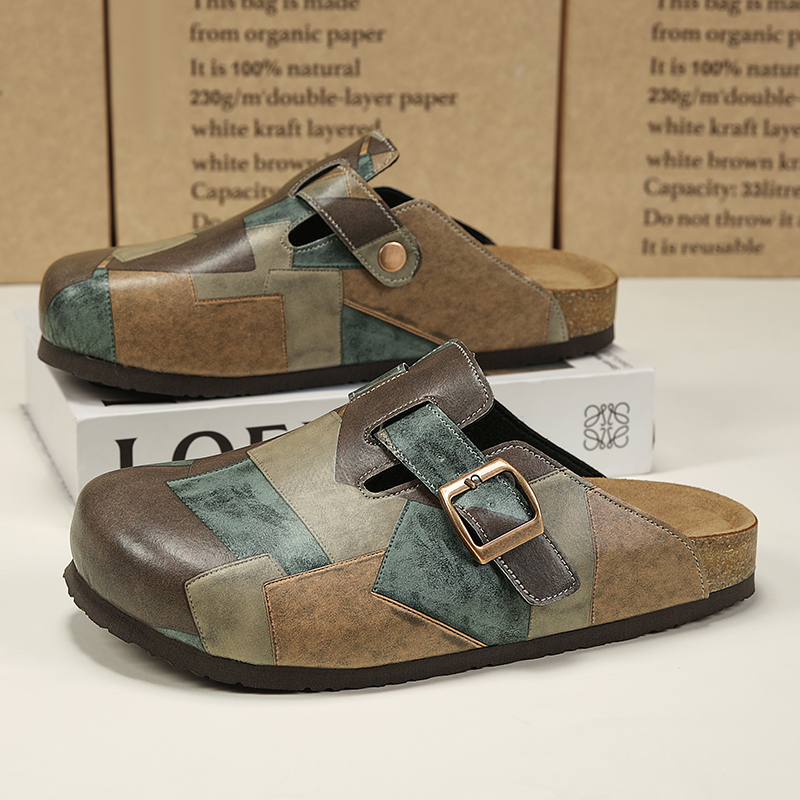 Flip Flop Leather Men - Unisex kurk gesloten teen pantoffels instapper